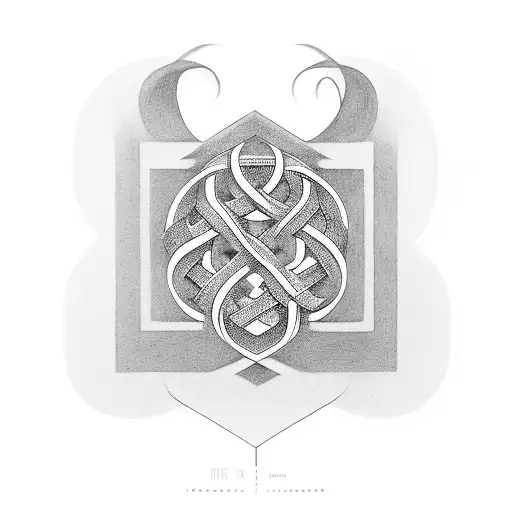 A minimalist design of intertwined initials 'F' and 'D' forming a tree tattoo design idea