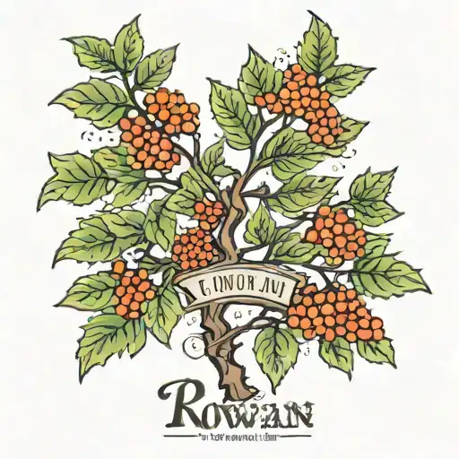 rowan tree with name rowan tattoo design idea