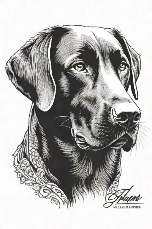 Black Labrador Dog Face tattoo design idea