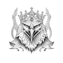eagle with crown and three numbers 7  tattoo design idea