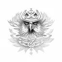 eagle with crown and three numbers 7  tattoo design idea