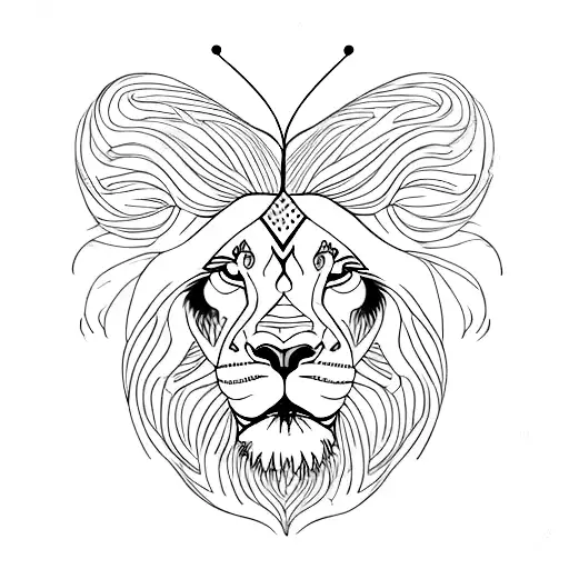 Lion butterfly tattoo design idea