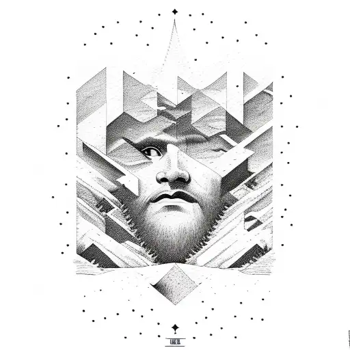 Mountains that form the word INVICTUS times new roman tattoo design idea