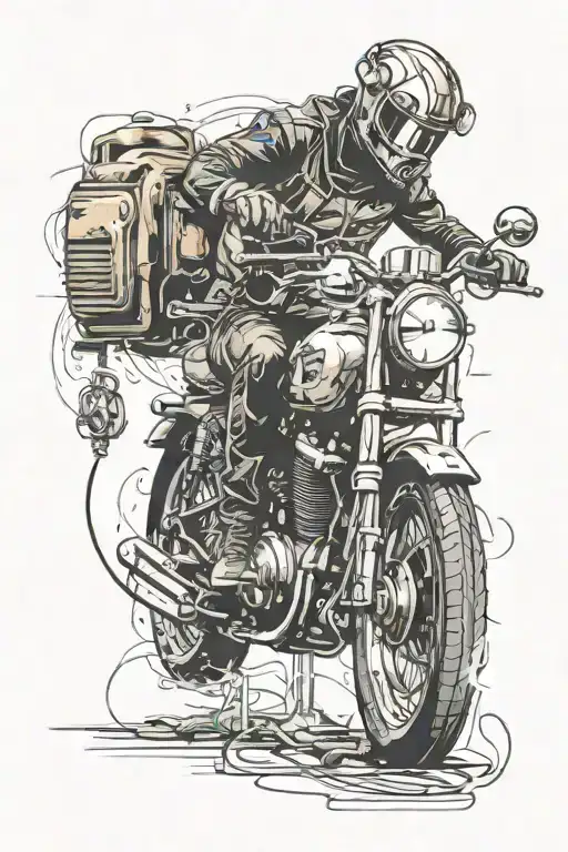 welder creating a motorcycle tattoo design idea