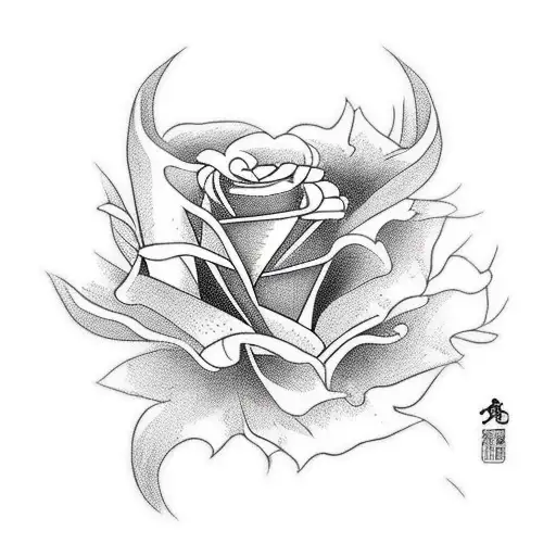 rose and hawk tattoo design idea