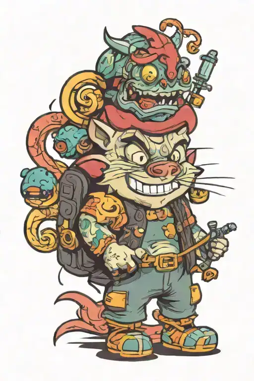 90's cartoon characters tattoo design idea