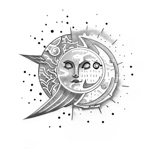 Sun and Moon tattoo design idea