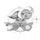 Sun and Moon tattoo design idea