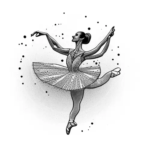 A graceful ballerina dancing with a dog tattoo design idea
