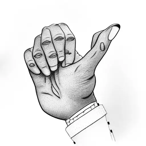 Small line drawing of two hands doing a pinky promise tattoo design idea