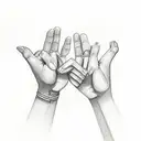 Small line drawing of two hands doing a pinky promise tattoo design idea