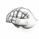 Small line drawing of two hands doing a pinky promise tattoo design idea