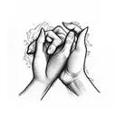 Small line drawing of two hands doing a pinky promise tattoo design idea