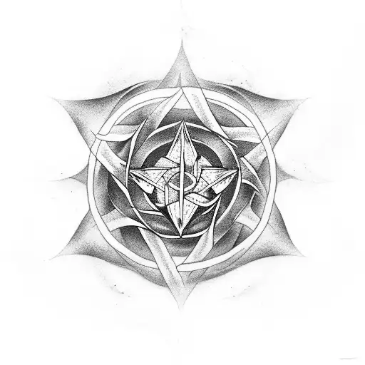 An ornate pentagram surrounded by swirling smoke and ethereal flames tattoo design idea