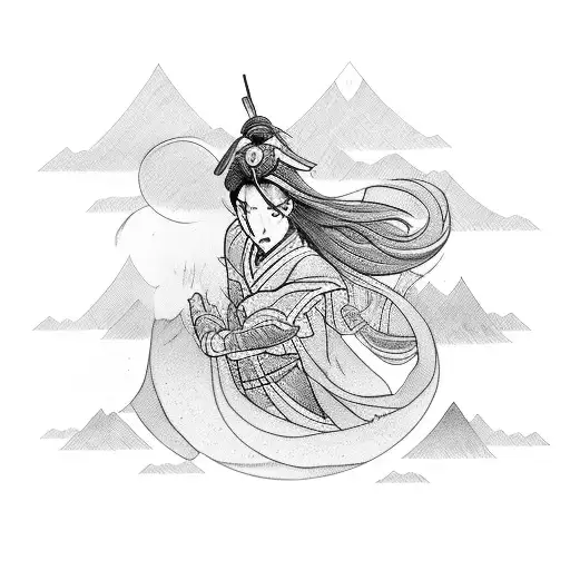 Sakura mulan blackwork caligraphy text tattoo design idea