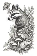 nature, animals, badger, fox, leaves, mushroom, flowers, squirrel, woods tattoo design idea