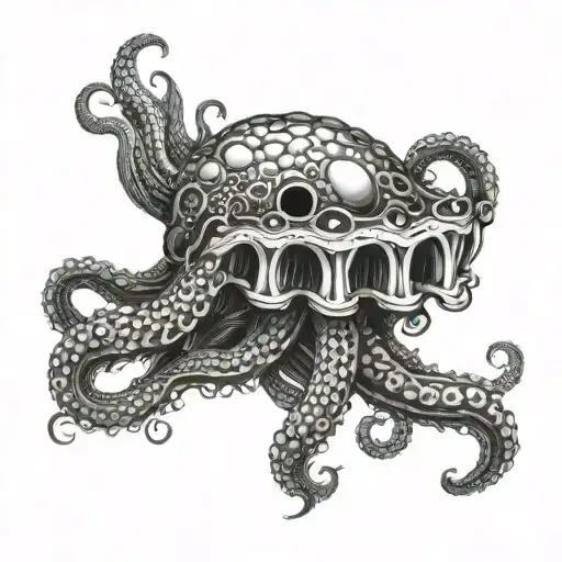 Kraken tentacle wrapped, V8 engine tattoo design idea