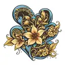 blue Willow kintsugi heart tattoo design idea