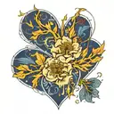 blue Willow kintsugi heart tattoo design idea