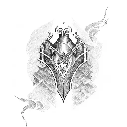 dagger with heart tattoo design idea