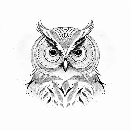 owl white clock tattoo design idea