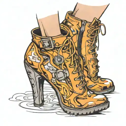 high heels humilitation femdom figure in leather tattoo design idea