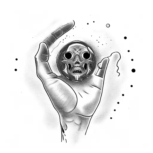 A combination of a man falling and a hand in the sea trying not to drown tattoo design idea
