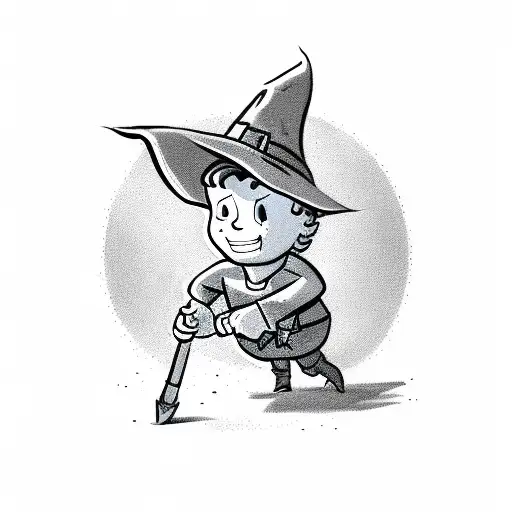 vault boy witch clever tattoo design idea