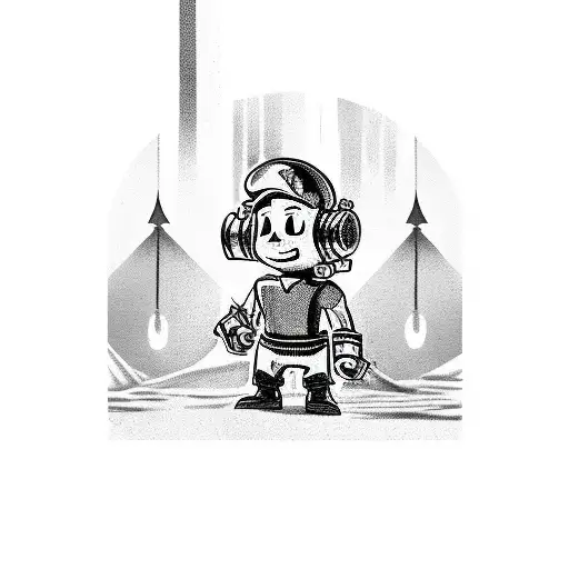 vault boy with clever  tattoo design idea