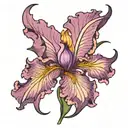 purple iris flower with a closed wing phoenix tattoo tattoo design idea