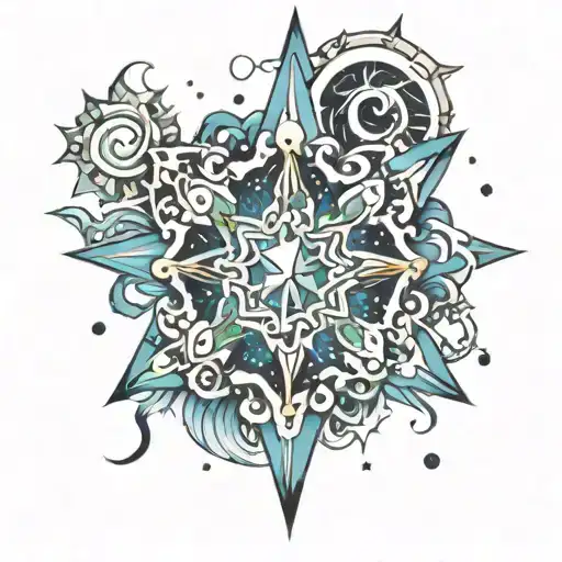 snowflake and air Aquarius stars lightning tattoo design idea