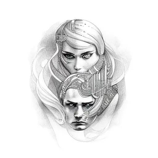 arm sleeve with geminis and great gatsby inspired  tattoo design idea