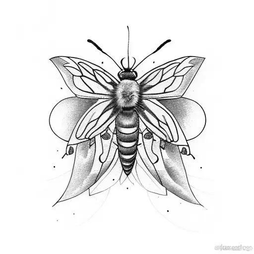 nature, moths, bees, butterflies, dragonflies, flowers tattoo design idea