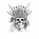skull Native American headdress  tattoo design idea