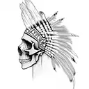 skull Native American headdress  tattoo design idea