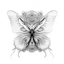 An intricate sketch of a butterfly in mid-flight, capturing the essence of freedom and nature tattoo design idea