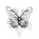An intricate sketch of a butterfly in mid-flight, capturing the essence of freedom and nature tattoo design idea