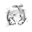 Koi Fish with peony  tattoo design idea