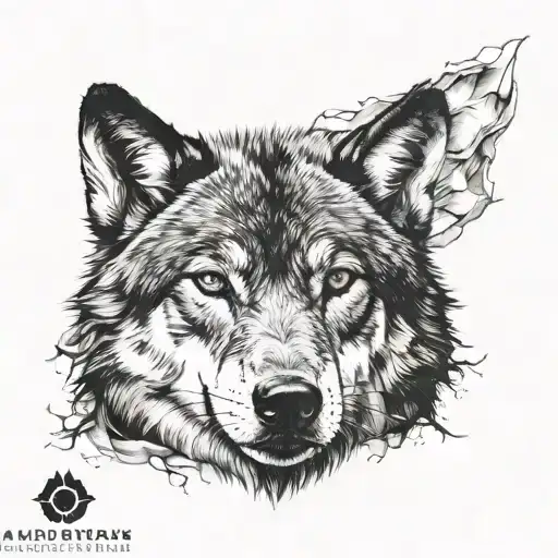 proportion Wolf face tattoo black facing forward  tattoo design idea