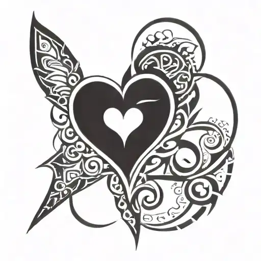 tribal heart tattoo design featuring tattoo design idea