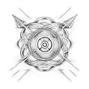 Trident with waves and symmetrical shape. Trident of Poseidon with waves and symmetrical shapes enclosing the design.  tattoo design idea