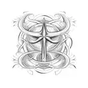 Trident with waves and symmetrical shape. Trident of Poseidon with waves and symmetrical shapes enclosing the design.  tattoo design idea
