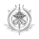 Trident with waves and symmetrical shape. Trident of Poseidon with waves and symmetrical shapes enclosing the design.  tattoo design idea