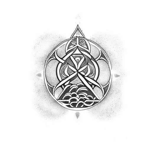 simple spiritual tattoo design, combining cancer astrology sign, yggdrasil the tree of life and valknut the symbol of d tattoo design idea
