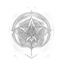 simple spiritual  tattoo design, combining cancer astrology sign, yggdrasil the tree of life and valknut the symbol of d tattoo design idea