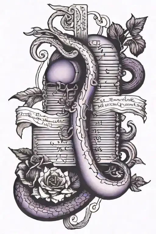 purple organ, dates, and poem down my arm like a snake  tattoo design idea