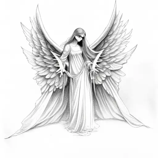 pumpkin with angel wings and halo tattoo design idea