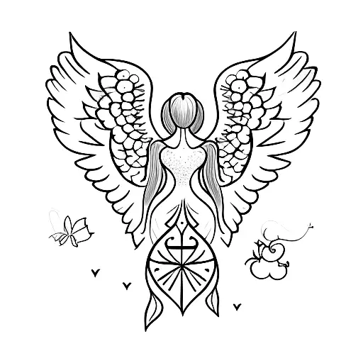 pumpkin with angel wings and halo tattoo design idea