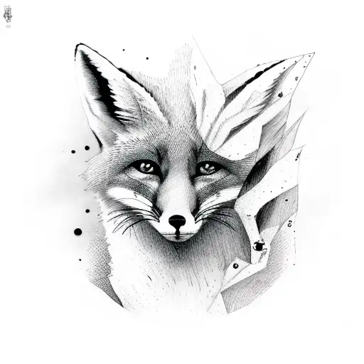 dangerous fox in space  tattoo design idea