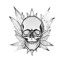 Skull with weed leafs  tattoo design idea
